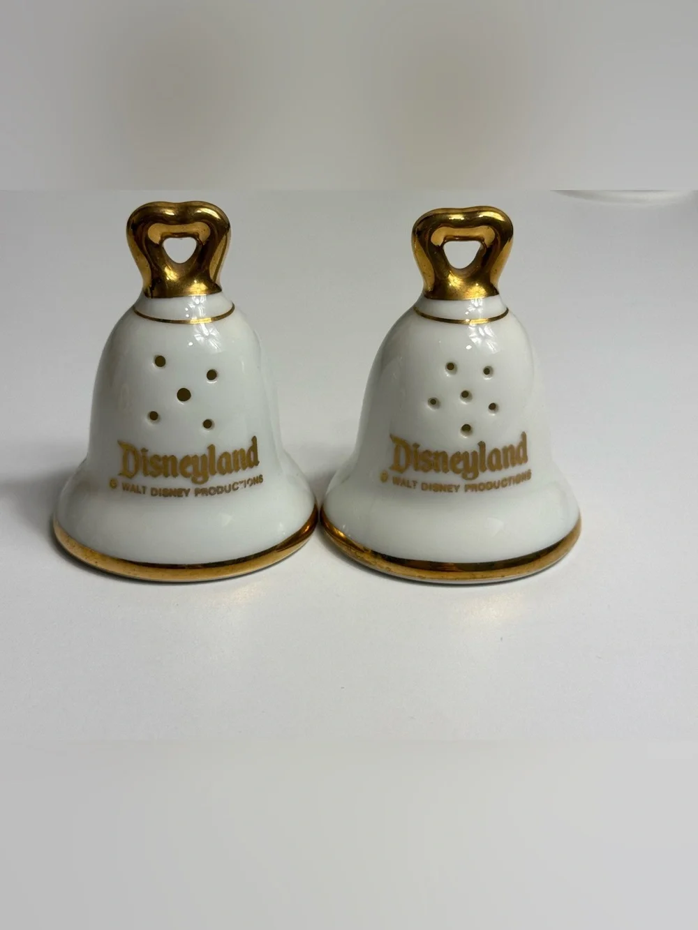 Disneyland Gold-Trim Porcelain Bell Salt & Pepper Shakers